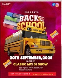 Rood Back to School Party Instagram Portrait Template
