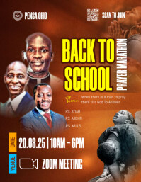 Red Maximalist Back To School Prayer Marathon Church Flyer Template | Editable Church Flyer Flyer (u