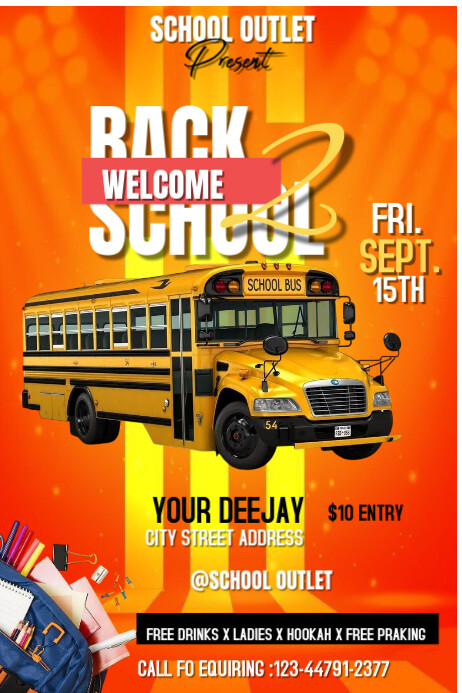 Red Maximalist Back2school Template  Poster Iphosta