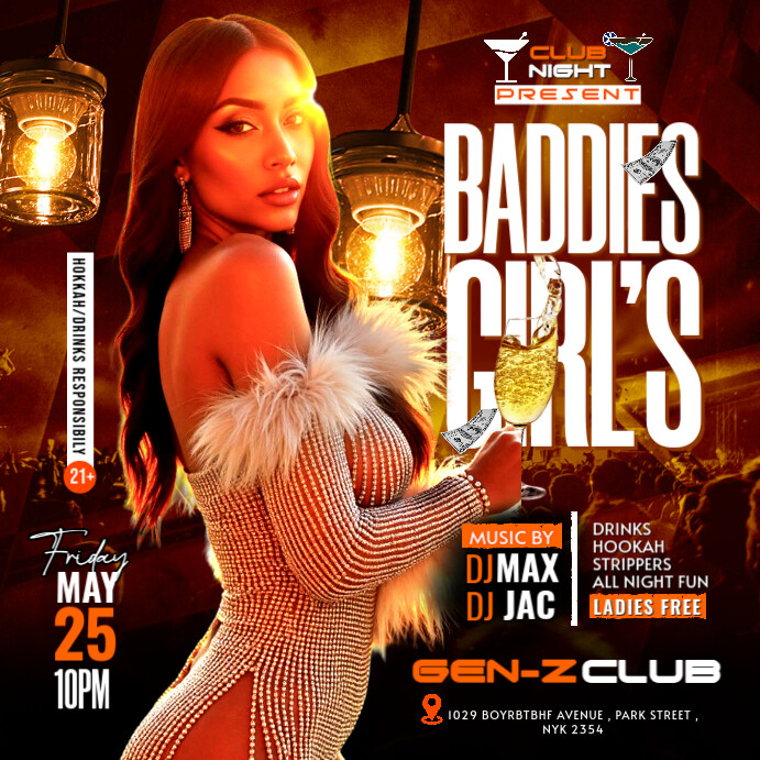 Red Maximalist Baddies Girls Night Out Party Instagram Post Iphosti le-Instagram template