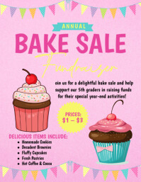 Red Maximalist Bake Sale Fundraiser  Flyer (us Letter) Volante (Carta US) template