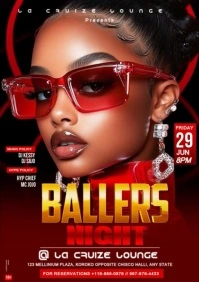Red Maximalist Ballers Night  A3 template