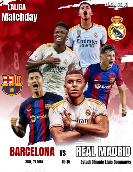 Copy of Red Maximalist Barcelona Vs Real Madrid Elclassico Posters 2025 ...
