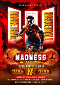 Red Maximalist Basketball Madness A3 template
