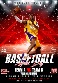Red Maximalist Basketball Match Day Flyer A2 template