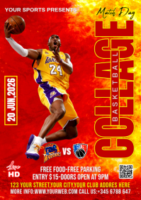 Red Maximalist Basketball Match Day Flyer A5 template