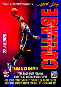 Red Maximalist Basketball Match Day Flyer A6 template