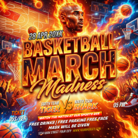 Red Basketball Match Quadrato Template