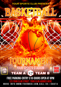 Red Maximalist Basketball Tournament Flyer A4 template
