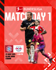 Red Maximalist  Bayern Munich Vs Rb Leipzig Instagram Portrait template
