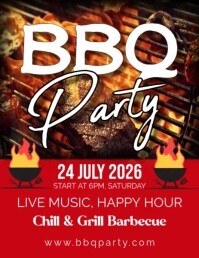Red Maximalist Bbq Party Flyer (us Letter) template
