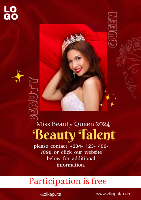 Red Maximalist Beauty Pageant A4 Template | PosterMyWall