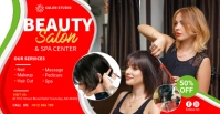 Red Maximalist Beauty Spa Center Banner Ad Facebook Event Cover template