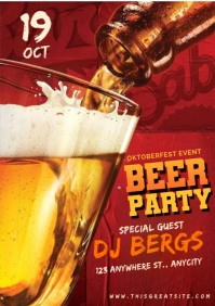 Red Maximalist Beer Party Oktoberfest Event A4 template
