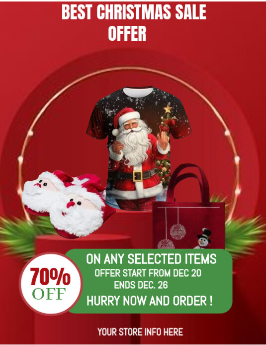 Red Maximalist Best Christmas Discount Sales Offer Online Design Flyer ...