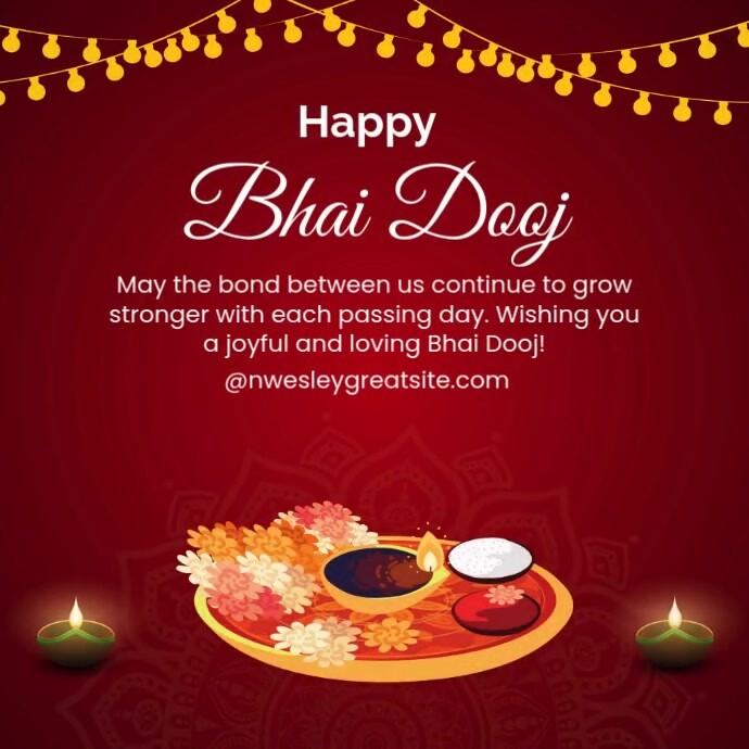 Red Maximalist Bhai Dooj Square (1:1) template