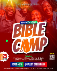 Red Maximalist Bible Camp Youth Ministry Christian Church Spiritual Retreat Invitation Advert Poster Instagram Portrait template