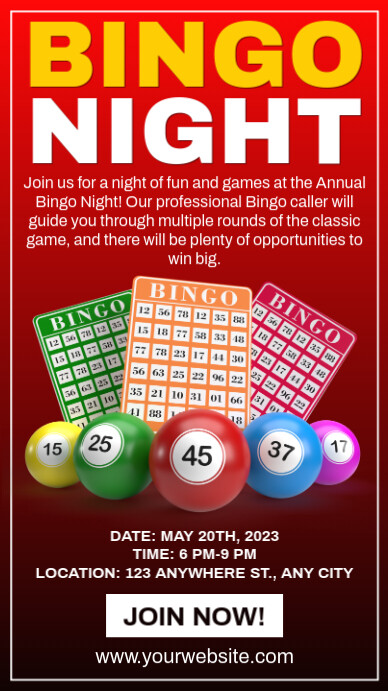 Red Maximalist Bingo Night Contest Invitation Instagram Story template
