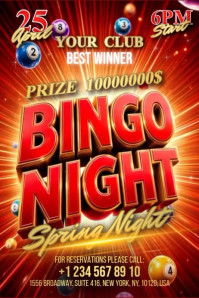 Red Maximalist Bingo Night Event Banner 4' × 6' Video template