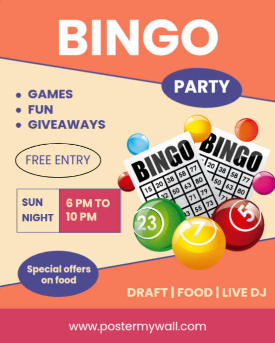 Red Maximalist Bingo Night Event Contest Instagram Portrait template