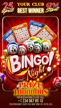 Red Maximalist Bingo Night Event Digital Display Video template