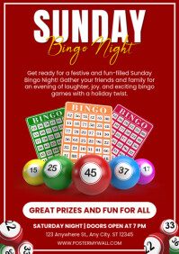 Red Maximalist Bingo Night Event Invitation A4 template