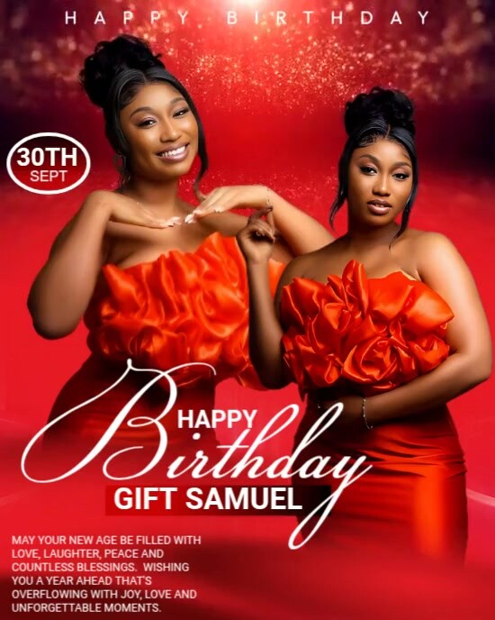 Red Maximalist Birthday Design Flyer Instagram Portrait Template ...