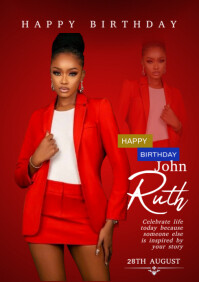 Red Maximalist Birthday Flyer  A4 template
