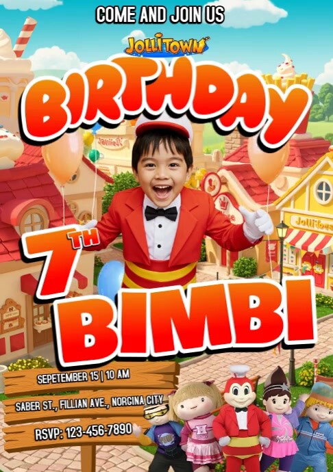 Red Maximalist Birthday Invitation Template A4