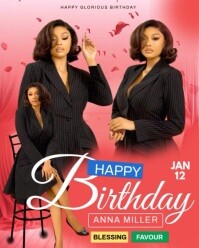 Red Maximalist Birthday Wishes Instagram Portrait template