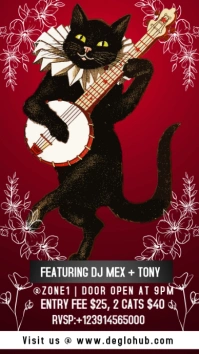 Red Maximalist Black Cat Party Instagram Story template