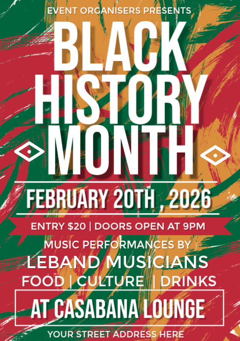 Plantilla de Red Maximalist Black History Month Flyer A3 | PosterMyWall