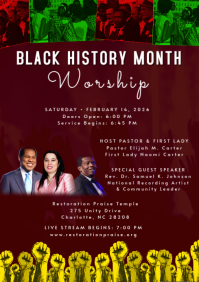 Red Maximalist Black History Month Worship A4 template
