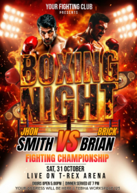 Red Maximalist Boxing Championship A6 template