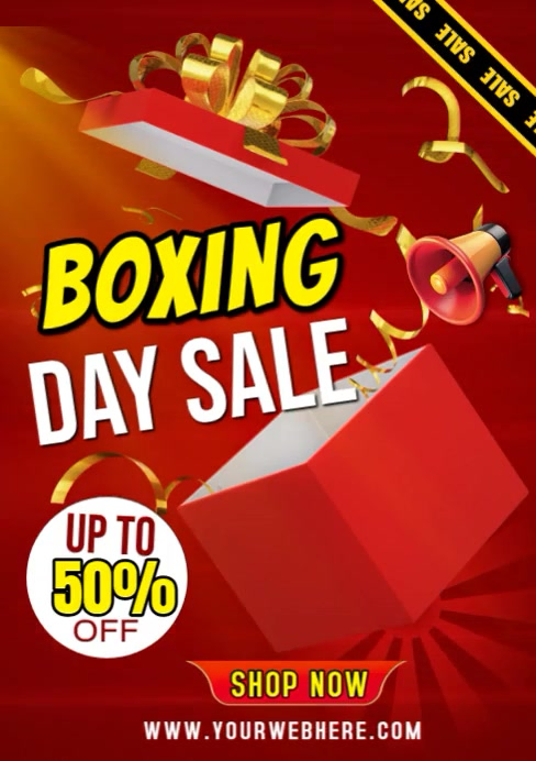 Red Maximalist Boxing Day A3 template