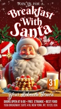 Red Maximalist Breakfast With Santa Instagram Reel template