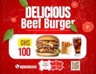 Red Maximalist Burger Advertising Flyer (us Letter) template