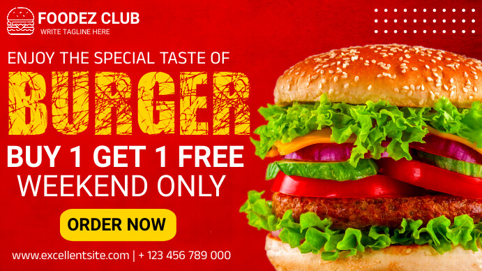Red Maximalist Burger Digital Display (16:9) template