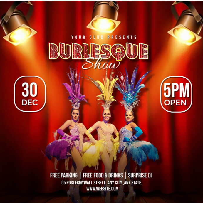 Red Maximalist Burlesque  Instagram Post template