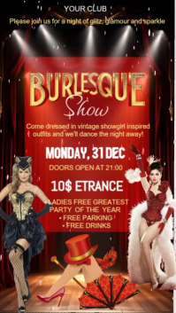 Red Maximalist Burlesque Show Invitation Instagram Story template