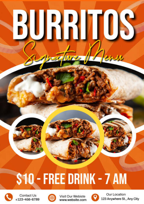 Red Maximalist Burritos Signature Menu A4 template
