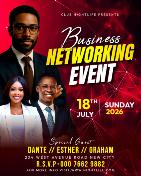 Example Flyer Networking Red Maximalist Business Networking Online Entrepreneur Group Speakers ...