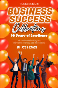 Red Business Anniversary Celebration Poster Template