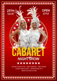 Red Maximalist Cabaret Night Show Flyer Template A5