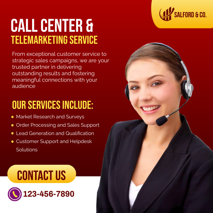 Red Maximalist Call Center Flyer Poster Insta Template | PosterMyWall