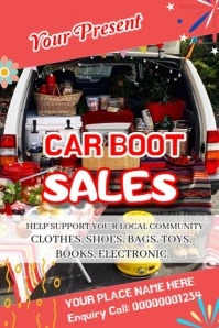 Red Maximalist Car Boot Sales Poster template