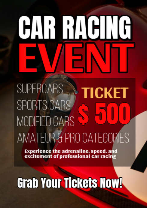 Red Maximalist Car Racing Event A1 Template | PosterMyWall