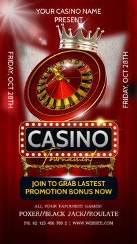 Red Maximalist Casino Tournament Instagram Story template