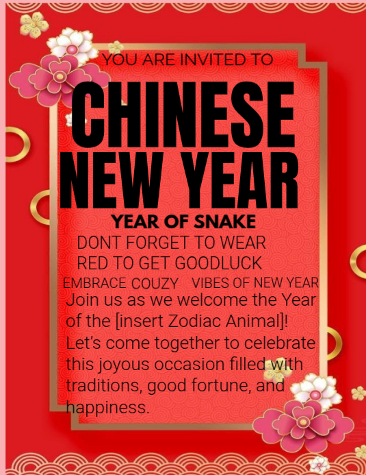Plantilla de Red Maximalist Celebrate Chinese New Year Flyer (us Letter ...