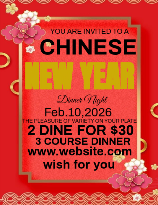 Plantilla de Red Maximalist Celebrate Chinese New Year Flyer (us Letter ...